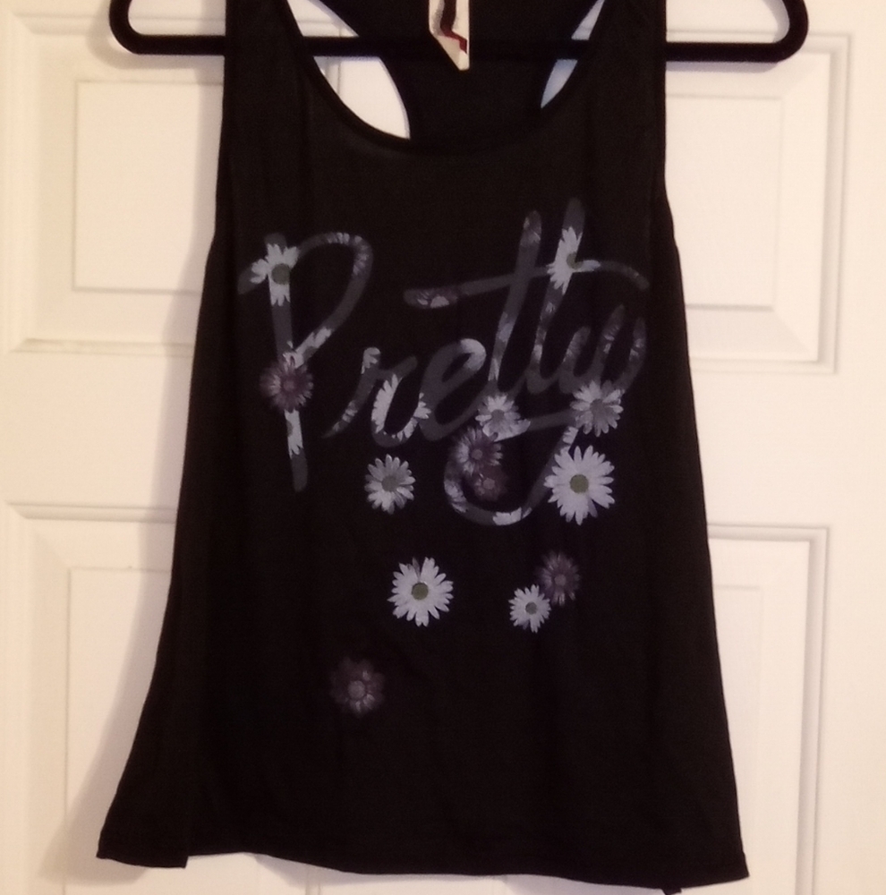 Black Tank Top With Purple Logo Lightweight Summer Tank Top By Solo La Fe Size M